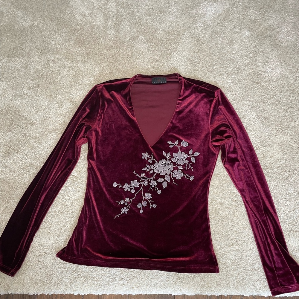 Velvet red top with embellishment